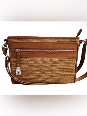 Brighton Brooklyn RARE Vintage 80's Organizer Straw Crossbody Magnetic Closure